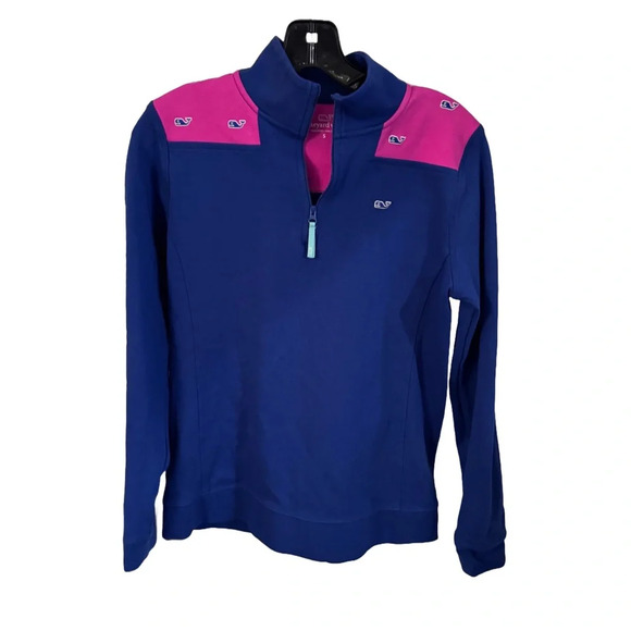 Vineyard Vines Sweater Women’s Blue & pink Whale Sweatshirt Preppy size S - Picture 1 of 11